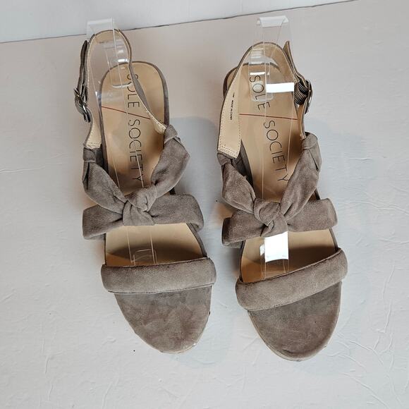 Sole Society Mariel Wooden Clog Heels Taupe Tan Women's 10 Boho Chic Weekend - Picture 2 of 10